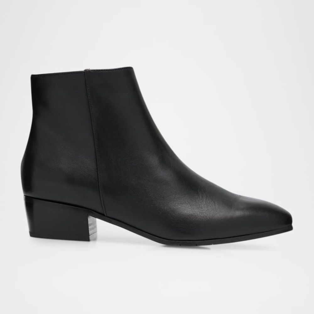 Aquatalia Fuoco Black Leather Ankle Booties Stacked Heel Size 6.5 Ankle Boots - Picture 12 of 12